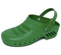 Gima - Zuecos Profesionales con Cordón Reclinable y Ajustable, Anatómicos, Unisex, Antideslizantes, Antiestáticos, Parte Superior Perforada, Suela Perforada, Color Verde, Talla EU 47-48, 1 Par.