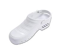 Gima - Zuecos Profesionales con Cordón Reclinable y Ajustable, Anatómicos, Unisex, Antideslizantes, Antiestáticos, Parte Superior No Perforada, Suela Perforada, Color Blanco, Talla EU 40, 1 Par.