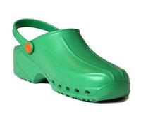 Gima - Zuecos Profesionales Ultraligeros con Cordón, Unisex, Anatómicos, Antideslizantes, Antichoque, Antiestático, Parte Superior No Perforada, Suela Perforada, Color Verde, Talla EU 42, 1 Par