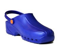 Gima - Zuecos Profesionales Ultraligeros con Cordón, Unisex, Anatómicos, Antideslizantes, Antichoque, Antiestático, Parte Superior No Perforada, Suela Perforada, Color Azul, Talla EU 34, 1 Par
