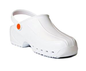 Gima - Zuecos Profesionales Ultraligeros con Cordón, Unisex, Anatómicos, Antideslizantes, Antichoque, Antiestático, Parte Superior No Perforada, Suela Perforada, Color Blanco, Talla EU 38, 1 Par