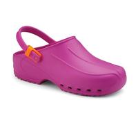 Gima - Zuecos Profesionales Ultraligeros con Cordón, Unisex, Anatómicos, Antideslizantes, Antishock, Antiestático, Parte Superior No Perforada, Suela Perforada, Color Fucsia, Talla EU 39, 1 Par