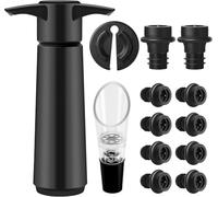 Gimars 13 en 1 Bomba de vino con 10 tapones de vacío, vertedor decantador, cortador de cápsulas, tapón de vino, tapón reutilizable para botellas de vino
