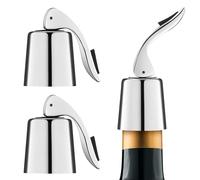 Gimars 2 Piezas Tapones de Champán Acero Inoxidable Reutilizable Silicona Grado Alimenticio, Sellado al Vacío Antifugas para Conservar Burbujas Frescas, Ideal para Vinos Espumosos Cava Prosecco-Plata