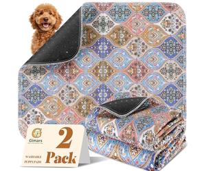 Gimars 2 Unidades 50 x 60 cm Empapadores Reutilizables para Perros, Almohadilla de Entrenamiento Lavable para Cachorros, Superabsorbente, Base Impermeable y Antideslizante, Diseño Boho Resistente