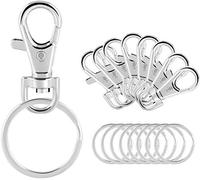 Gimars 20SET de Llaveros con Mosquetones Giratorios Anillas Llaveros de Gancho Elástico para Llaves Colgantes Bolsa Cinturón Manualidades DIY (con Más 2 Sets como Regalo)