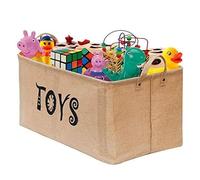 Gimars 22 Pulgadas Caja de Almacenaje de Juguetes de Lino Baúl Plegable 56x25x33cm Organizador Infantil Grande para Habitación Guardería y Sala Diseño Elegante y Suave al Tacto