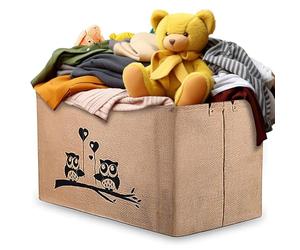 Gimars 25 Pulgadas Caja de Almacenaje de Juguetes de Lino Baúl Plegable 64x38x33 cm Organizador Infantil Grande para Habitación Guardería y Sala Diseño Elegante y Suave al Tacto