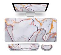 Gimars Alfombrilla de ratón 3 en 1 y reposamuñecas para teclado, alfombrilla de ratón grande para juegos y reposamuñecas para teclado para escritorio, hogar, cómoda alfombrilla de muñeca de espuma