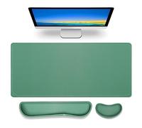 Gimars 3 en 1 Alfombrilla Ratón XXL Reposamuñecas Teclado y Ratón Ergonómico, 800x304mm Alfombrilla Escritorio, Mouse Pad Tapete Rato Espuma con Memoria Reposa Muñecas para Office Home, Verde Oscuro