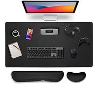 Gimars 3 en 1 Alfombrilla Ratón XXL Reposamuñecas Teclado y Ratón Ergonómico, 800x304mm Alfombrilla Escritorio, Mouse Pad Tapete Rato Espuma con Memoria Reposa Muñecas para Office Home, Negro