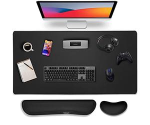 Gimars 3 en 1 Alfombrilla Ratón XXL Reposamuñecas Teclado y Ratón Ergonómico, 800x304mm Alfombrilla Escritorio, Mouse Pad Tapete Rato Espuma con Memoria Reposa Muñecas para Office Home, Negro