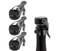 Gimars 3 Piezas Tapones para Vino Negro+Negro Sellado al Vacío, Acero Inoxidable y Silicona Alimentaria, Conserva Frescura y Sabor Original, Cierre Hermético para Botellas, Tamaño 6.5x4.9 cm