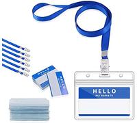 Gimars 30 Fundas de Tarjeta de Identificación PVC Transparente 10x8cm con Clip Metálico y Cordones de Cuello de 45cm, Portatarjetas Horizontal Impermeable, Ideal para Eventos, Empresas y Acceso-Azul