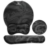 Gimars 3PCS Alfombrilla Raton y Teclado Reposamuñecas Ergonómica Espuma Viscoelástica, Reposa Muñecas con Posavasos para el Alivio Del Dolor al Escribir para Oficina, Mapa