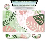 Gimars 4 en 1 Alfombrilla Ratón XXL Reposamuñecas Teclado & Ratón Ergonómico, 800x304mm Alfombrilla Escritorio, Mouse Pad Tapete Rato Espuma con Memoria Reposa Muñecas para Office Home, Morandi Rosa