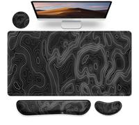 Gimars 4 en 1 Alfombrilla Ratón XXL Reposamuñecas Teclado y Ratón Ergonómico, 800x304mm Alfombrilla Escritorio, Mouse Pad Tapete Rato Espuma con Memoria Reposa Muñecas para Office Home, Mapa