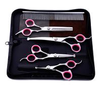 Gimars 4cr Stainless Steel Safety Round Tip 6 In 1 Dog Grooming Scissors, Heavy Duty Titanium Coated Pet Grooming Scissor for Dogs, Cats And Other Ani