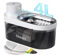 Gimars 4L Fuente para Gatos Sin Cable: 5000 mAh, Bebedero Gatos con Sensor de Movimiento, Automático Dispensador de Agua Inalámbrico con Batería Recargable, Bomba Ultra Silenciosa, 2 Filtros