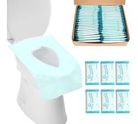 Gimars 50 Uds Protector WC Desechable 40 * 60cm - Cubreasientos Higiénicos de Tela No Tejida + PE Impermeable, Antibacteriano, Portátil para Baños Públicos, Niños y Adultos, Envuelto Individualmente