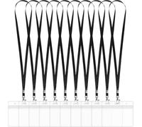 Gimars 51 Pack Fundas PVC Portatarjetas Horizontal 10x6cm con Cinta Cuello 45cm y Mosquetón, Impermeables para Carnets de Identificación, Oficina, Empleados, Eventos (Noir)
