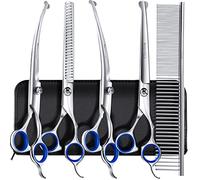 Gimars 7.0in Professional 4Cr Seguridad De Acero Inoxidable Consejo Redondo 6 En 1 Cisazos De Aseo Para Perros Titanio Pesado Titanio Recubierto De Mascotas Para Mascotas Para Perros, Gatos