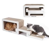 Gimars 75cm Rascador para Gatos 3 en 1 XXL, Mueble Rascador para Gatos de Cartón Ondulado para Varios Gatos, Diseño de Onda Moderno, Encajable y Salvaspazio