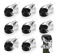 Gimars 8 Piezas Tapones de Vino Espumoso Sellado Eficaz Negro+Plata, Acero Inoxidable ABS Silicona Grado Alimenticio, Mantiene Burbujas y Frescura, Ideal para Cava Prosecco Champán, 6.5x4.9 cm
