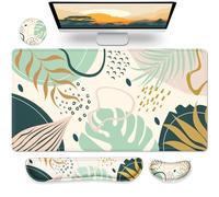 Gimars Alfombrilla de mouse 3 en 1 y reposamuñecas para teclado, alfombrilla grande para mouse para juegos y soporte de muñeca para escritorio, oficina, hogar, cómoda almohadilla de muñeca de espuma