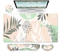 Gimars Alfombrilla de ratón XXL 3 en 1 con reposamuñecas ergonómico, alfombrilla para juegos de 800 x 300 mm, cómoda memoria de espuma, alivio del dolor para los jugadores, oficina, beige Morandi