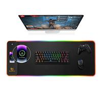 Gimars Alfombrilla Ratón Gaming RGB con 15W Carga Inalámbrica, 800×300mm Mousepad XXL con 10 Modos Iluminación LED, Tapete Rato Impermeable Base Antideslizante para Escritorio Oficina Gamer