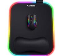 Gimars Alfombrilla Ratón Reposamuñecas RGB, Alfombrilla Gaming XL 305x254mm, Mousepad Gamer Ergonómico con 10 Modos de Iluminación LED, Base de Goma Antideslizante para Portátil PC