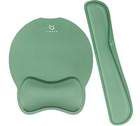 Gimars Alfombrilla Raton y Teclado Reposamuñecas Ergonómica Espuma Viscoelástica, Reposa Muñecas con Posavasos, Mouse Pad Gaming Soporte Teclado Ordenador para Portátil Oficina, Verde Oscuro