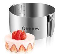 Gimars Anillo para Tarta,Aro Ajustable 16 a 30cm,Molde para Tarta Redondo Ajustable,Molde Multifuncional de Mousse Pastel,Cake Ring con Escala para Bizcocho,Aro Tarta de Acero Inoxidable para Mousse