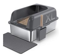 Gimars Katzentoilette aus Edelstahl mit Katzentoilette, Dunkelgrau, B