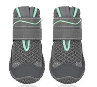 Gimars Botas para Perros Antideslizantes con Suela de Goma, Transpirables y Ajustables, Protección de Patas Interior y Exterior, para Perros Pequeños Medianos Grandes, 4 Pares Gris