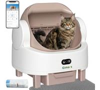 Gimars Caja de Arena autolimpiable con diseño de Parte Superior Abierta, Caja de Arena automática para Gatos múltiples y Gatos Mayores, Control de aplicación con sensores de Seguridad, bajo Olor
