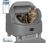 Gimars Caja de Arena autolimpiable con diseño de Parte Superior Abierta, Caja de Arena automática para Gatos múltiples y Gatos Mayores, Control de aplicación con sensores de Seguridad, bajo Olor