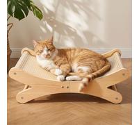 Gimars Ergonómico 160° Rascador para Gatos de sisal en Forma de U, Sofá Rascador Gatto de Lujo y Cama Elevada de Madera, Lounge para Gatos con Alfombra Rascadora Intercambiable