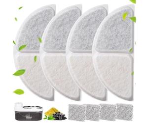 Gimars Filtro para Fuente de Gatos, 8 Piezas, Compatible con la Fuente CYD008, Carbón Activado de Algodón y Resina, Triple Filtración de Alta Eficacia, Filtro para Fuentes de Gatos y Perros