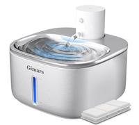 Gimars Fuente para Gatos sin Cable Inoxidable: 3.2L/5000 mAh, Bebedero Gatos con Sensor de Movimiento, Automático Dispensador de Agua Inalámbrico con Batería Recargable, Bomba Ultra Silenciosa