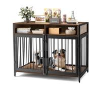 Gimars Jaula de Muebles para Perros de 94 x 58 x 63 cm con cajones de Almacenamiento, Resistente para Perros pequeños, medianos y Grandes, Jaula Decorativa para Mascotas, Uso en Interiores, marrón