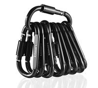 Gimars Juego de 10 Mosquetones D Aluminio con Tuerca 8x4 cm, Cierre de Mosquetón con Resorte para Camping, Senderismo, Gimnasio, Pesca y Mochilero Herramienta Resistente y Ligera al Aire Libre