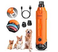 Gimars Lima De Uñas Eléctrica para Perros, Ajustable 6 Velocidades Cortador De Uñas Eléctrico, Cortauñas Electrico para Perros con Luz Led, Recargable Lima De Uñas De 3 Puertos para Perros Naranja