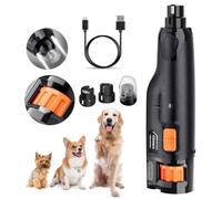 Gimars Lima De Uñas Eléctrica para Perros, Ajustable 6 Velocidades Cortador De Uñas Eléctrico, Cortauñas Electrico para Perros con Luz Led, Recargable Lima De Uñas De 3 Puertos para Perros Naranja