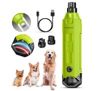 Gimars Lima De Uñas Eléctrica para Perros, Ajustable 6 Velocidades Cortador De Uñas Eléctrico, Cortauñas Electrico para Perros con Luz Led, Recargable Lima De Uñas De 3 Puertos para Perros Verde