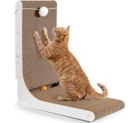 Gimars Rascador de cartón Grueso en Forma de L de 47 cm con Bola de Campana, Tabla de rascar para Gatos montada en la Pared, Almohadilla para arañazos para Gatos para Proteger Muebles