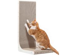 Gimars Rascador de Cartón para Gatos en Forma de L de 58cm, Rascador Vertical Estable para Proteger Muebles y Sofás, Duradero, Blanco