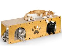 Gimars Rascador para Gatos 100x30x30 cm, Casa de Cartón con Bola de Juguete, Rascador y Alfombrilla para Rascar, Protección de Muebles, Adecuado para Múltiples Mascotas