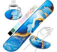 Gimars Reposamuñecas Teclado y Ratón, Reposa Muñecas Espuma con Memoria para Teclado Ergonómico Sedoso, Reposamuñecas Mouse Pad para Alivio del Dolor, Gaming Gamer Oficina,Oro Azul